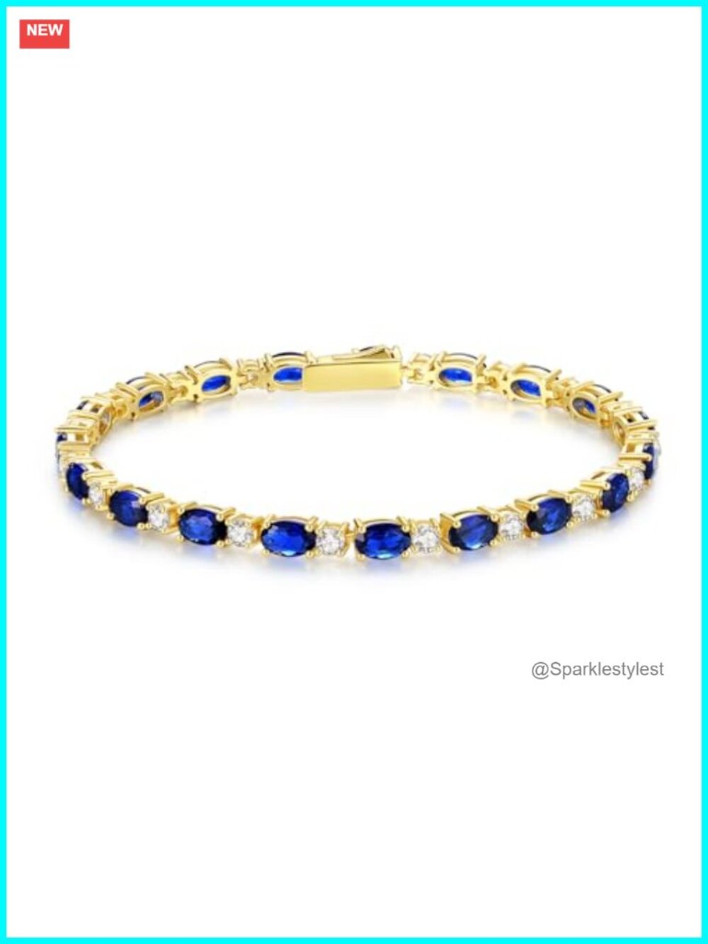 14K Gold Plated Silver Birthstone Tennis Bracelet for Women 7 Inch